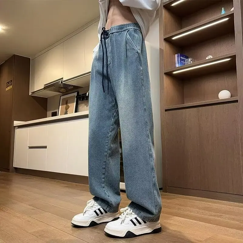 

Spring Autumn plus Size 300 Pou High Street Korean Sle Jeans Men Loose Straight Leg 2024 Trendy Casual Retro Long Pants