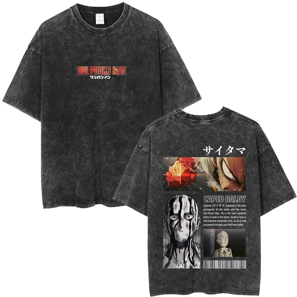 غسلها خمر أنيمي واحد لكمة رجل Genos الجرافيك تي شيرت الرجال النساء موضة الكرتون مانغا تي شيرت الذكور عادية المتضخم تي شيرت #3