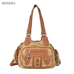 Fashion High Quality Washed PU Leather Handbag Ladies Daily Bag Gift Handbag Large Capacity Shoulder Bags Purse Ladies