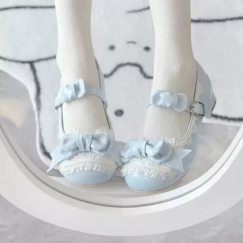 Sweet Design Lolita Mary Jane Shoes Women Cute Low Heel Flat Leather Shoes Authentic Lo Style Kawaii Single Shoes for Girls New