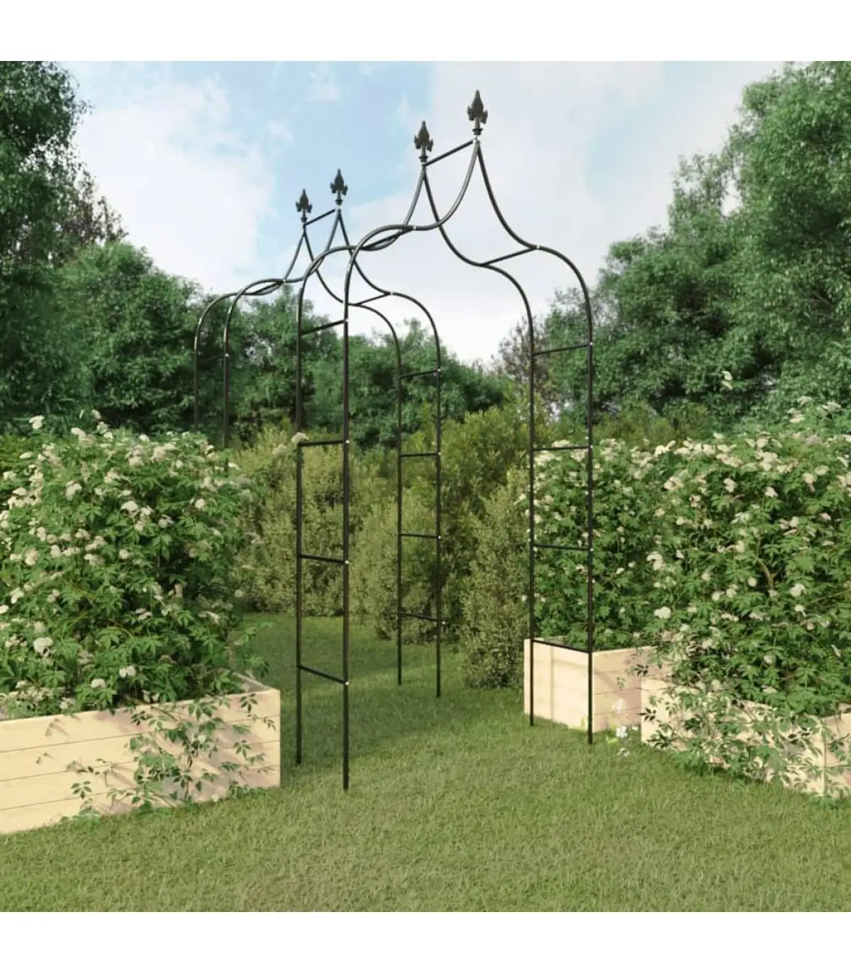 Garden arches arches garden arches 2 Pcts black steel 120x38x260 cm