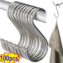 Stainless Steel S-Shape Hooks Multi-function Hanging Hook for Clothes Bags Towels Home Kitchen Bathroom Storage Rack Holders