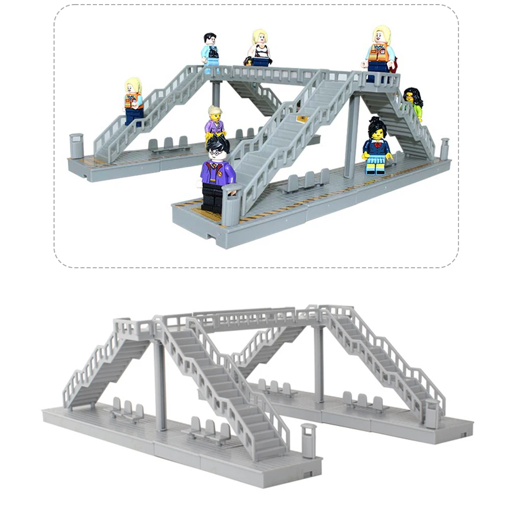 Modèle de pont de ville, Structure de construction de route urbaine avec escaliers, Kits de modèles d'affichage de scène de pont de route de rue de ville