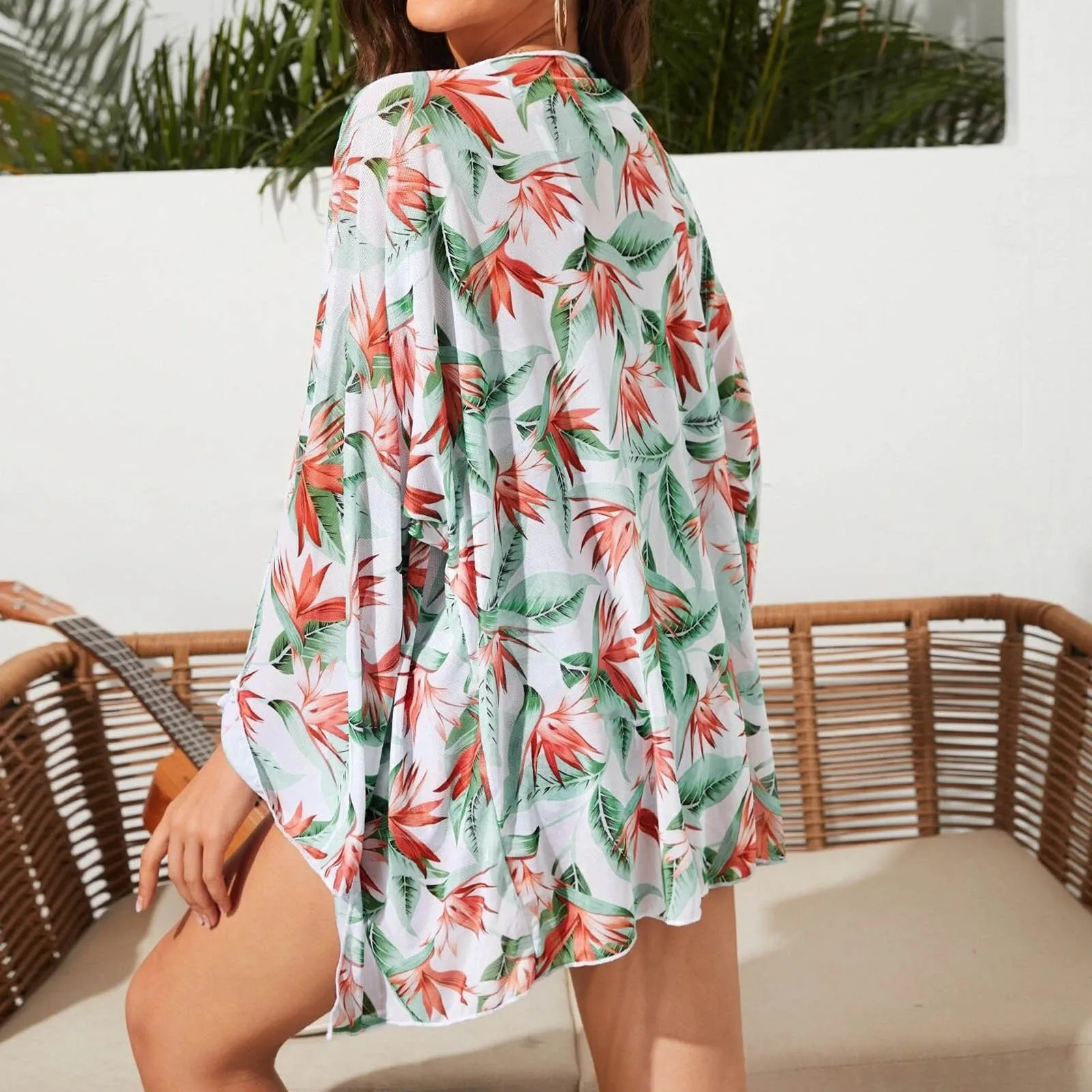 Women Floral Print Bikinis Set 2023 New Sexy Three Piece Beach Cover Up Push Up Summer Long Sleeve Twist Swimwear Bathing Suit