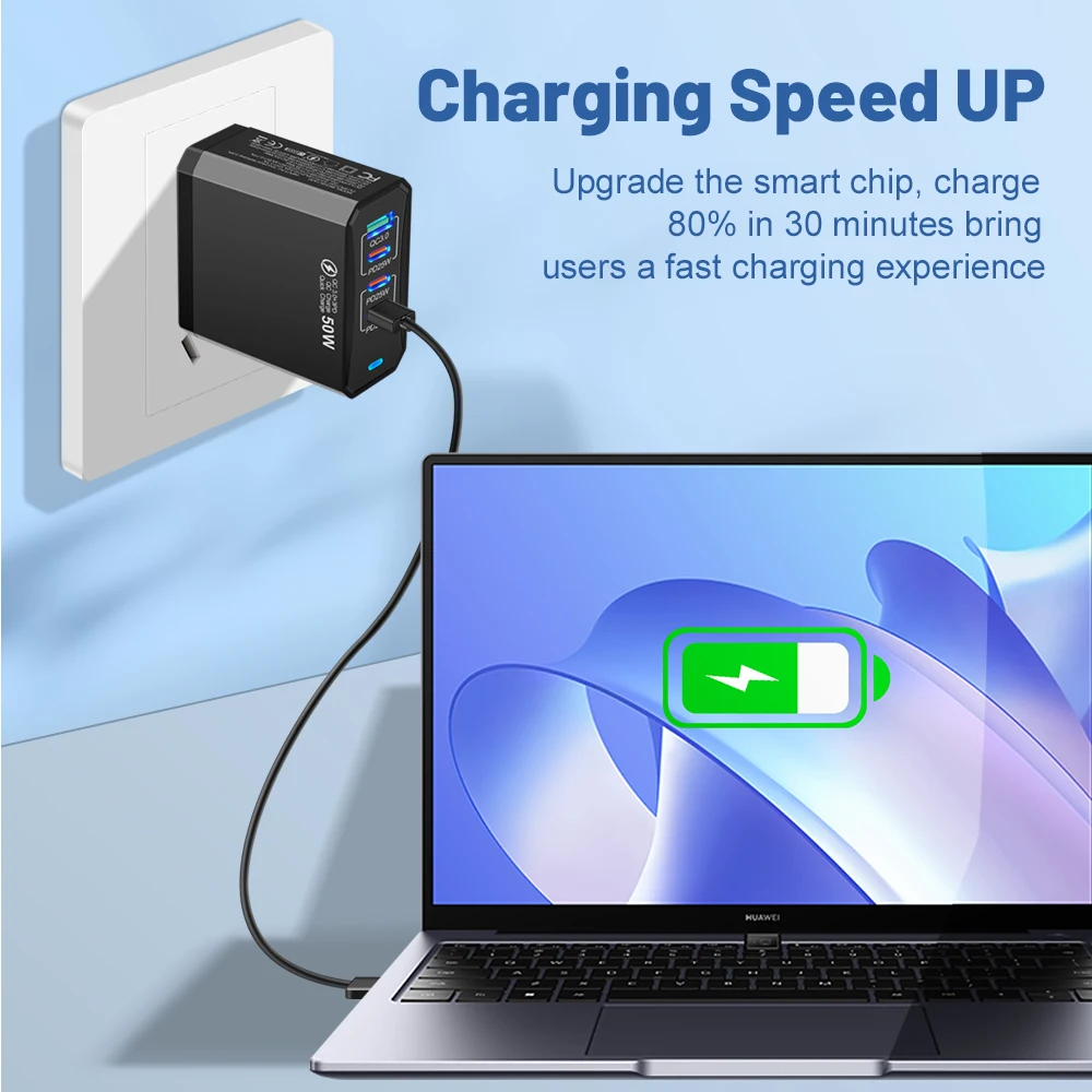 Pengisi daya Cepat Tipe C 4 port 100W pengisi daya USB Samsung Xiaomi untuk IPhone 14 15 Pro Huawei Pura 70