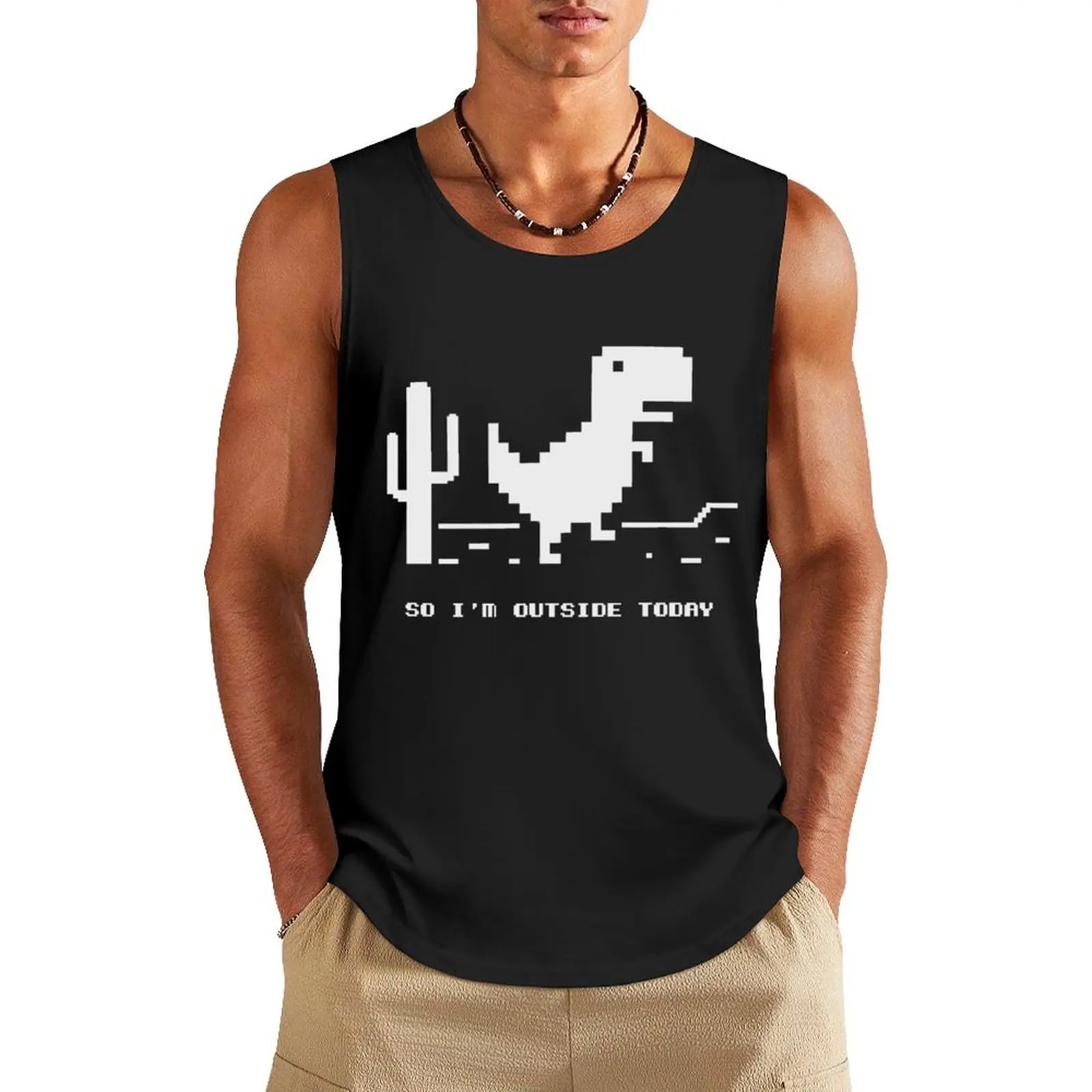 Dino T-Rex by Google Tank Top Sleeveless T-shirt Men gym sportswear gym clothes man new in tops & t-shirt