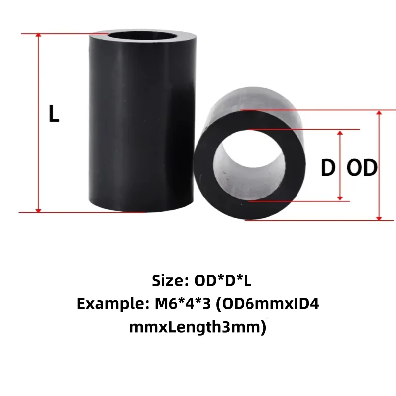 M11 M14M16 M18 Black ABS Non-Threaded Hollowed Nylon Spacer Round Hollow Standoff Washer PCB Board Screw