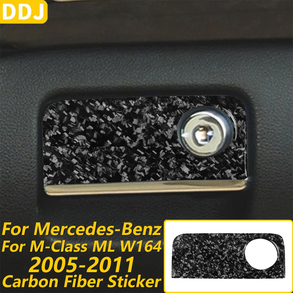 Pour Mercedes-Benz Classe M ML W164 2005-2011, autocollant en fibre de carbone forgée pour boîte de rangement du copilote, panneau de commutation, accessoires de voiture