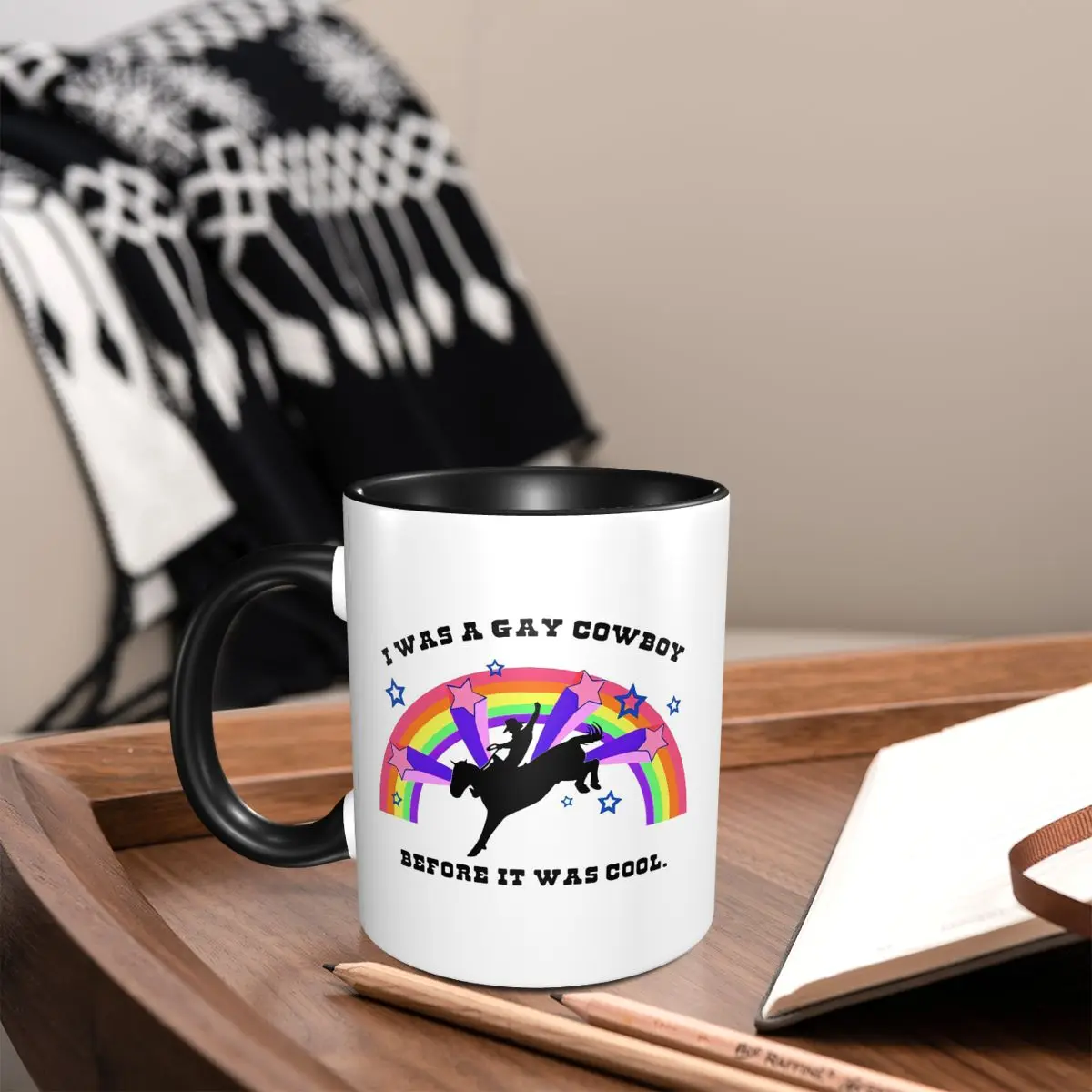

Jake Gyllenhaal Gay Cowboy Rainbow Design Mug Funny Ceramic Coffee Cups Tea Mugs Milk Cup Drinkware Gifts for Friends
