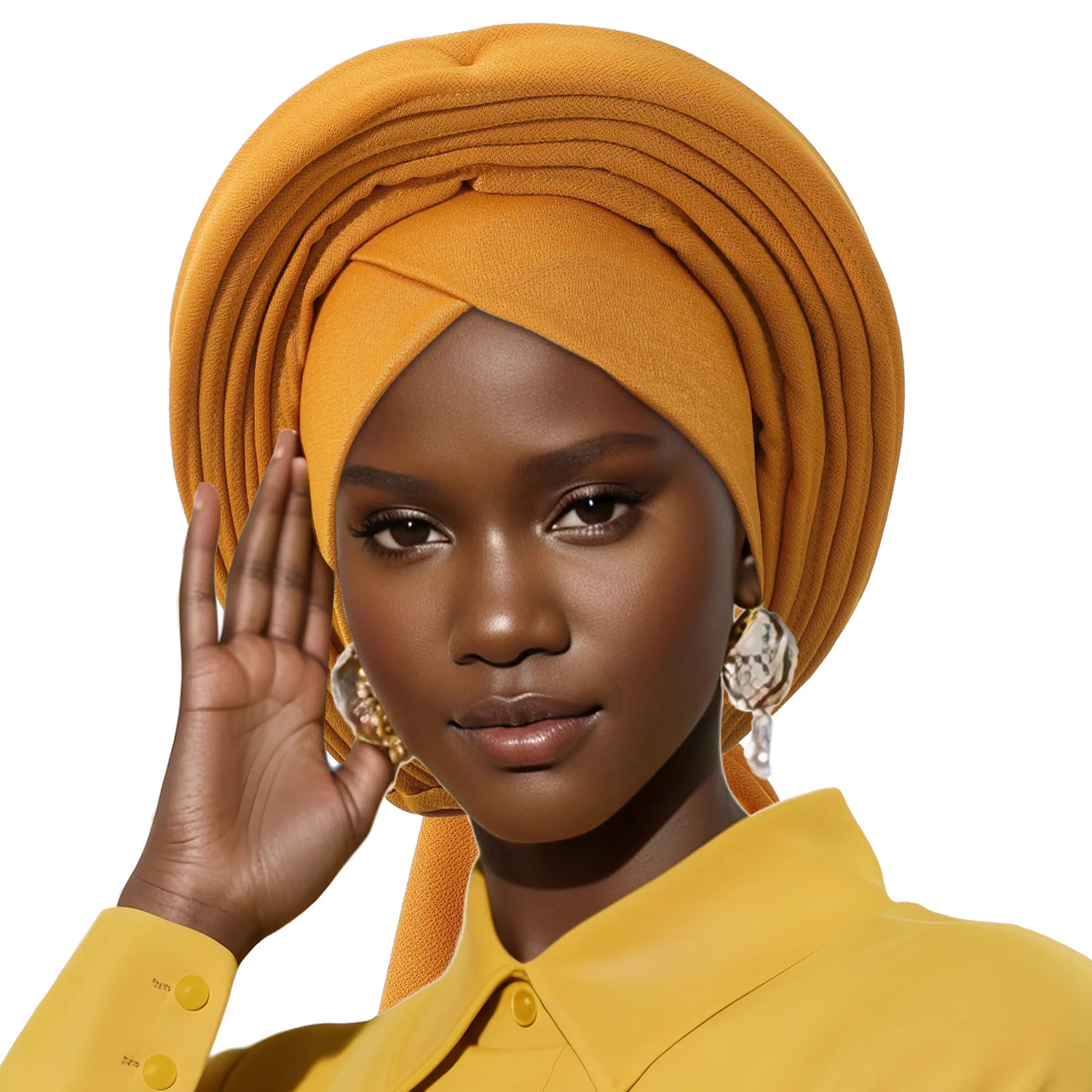 African Headtie Nigerian Aso Oke Headtie Women Hijab Head Wrap Turban Chemo Caps Gele Femme Scarf High Quality for Wedding Party