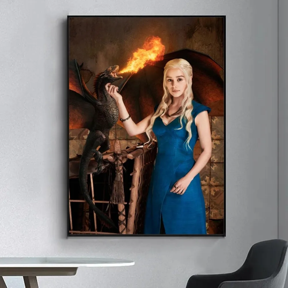 G-Game of Thrones dragon mother   Fancy Poster Wall Sticker for Living Room Bar Vintage Decorative Painting Middle