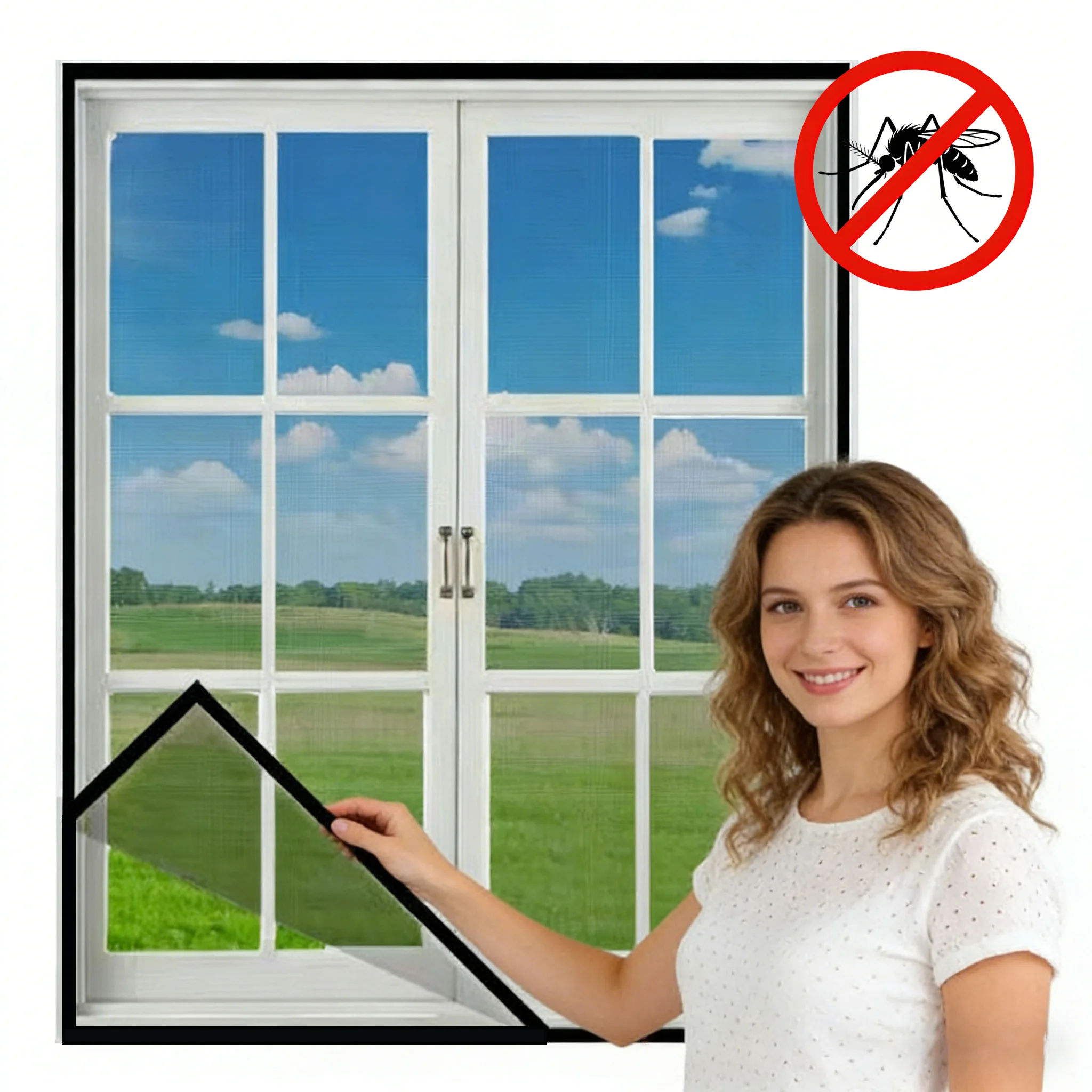 Fine Mesh Window Mosquito Screen,Anti Fly Insect Window Net,Easy Self-Adhesive Installation for Home Summer Use