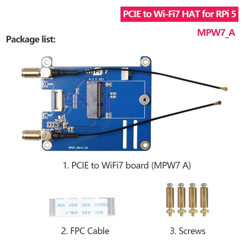 

MPW7A для Raspberry Pi 5, модуль PCIE-M.2 E-Key Wi-Fi7 BE200, поддержка адаптера Google TPU/Wif6e AX210/AX200