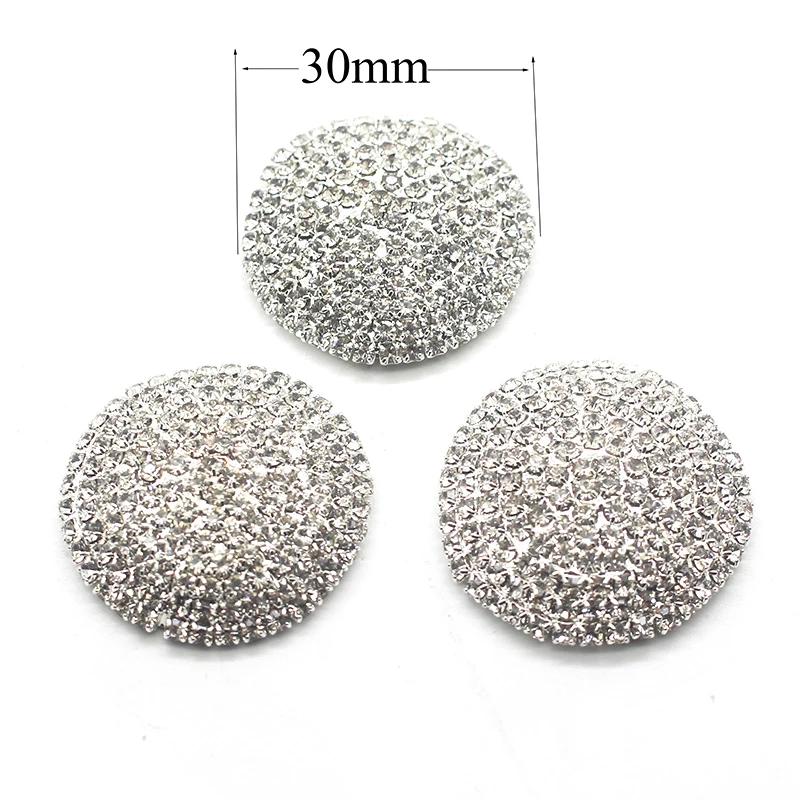 5Pcs/Lot 30MM iamonte Rhinestones Buttons for Decoration of Wedding Party Hair Bows Accessories Ribbon Flatback