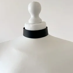 Women's Fashion Collar Simple Black PU Leather Wide Necklace Button Collar Daily Wear Accessory Collar