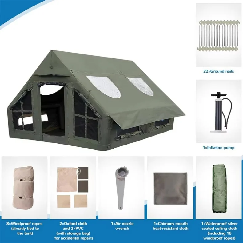 

Factory Direct Sales Green Oxford Cloth Large Custom Outdoor Inflatable Camping Tent Rainproof Family Air Tent