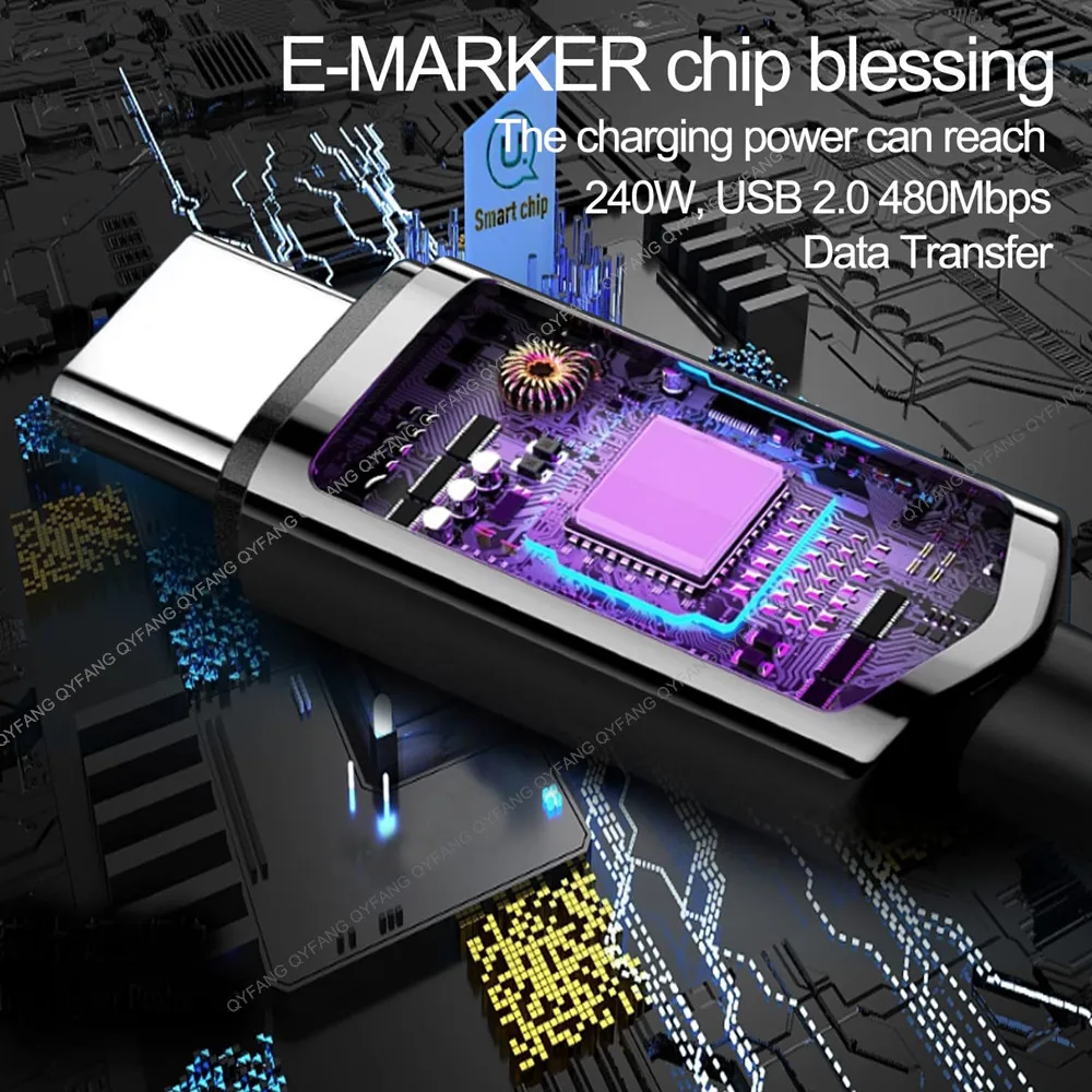 Cable USB tipo C para PS5, Nintendo Switch, MacBook, QC4.0 VOOC Warp SCP, carga rápida, PD3.1, 240W, PD100W