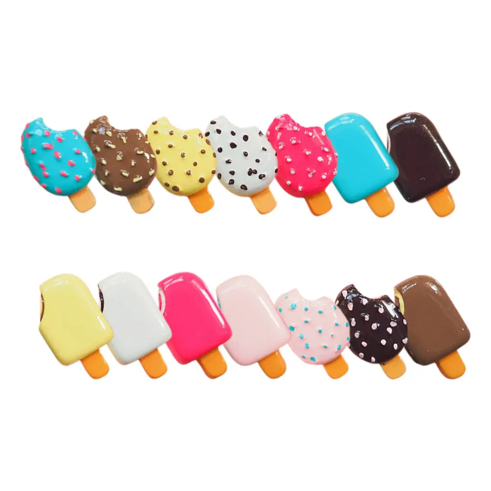 

14pcs Simulated Ice Cream Realistic Props Candy Fake Chocolate Model Charms Phone Case Decor DIY Resin Accessories Toy