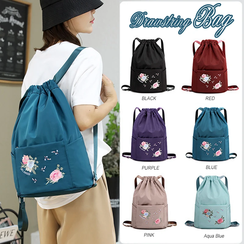 

Женский рюкзак на шнурке, карманные рюкзаки большой вместимости, модная дорожная сумка для покупок, тканевая сумка на плечо Оксфорд