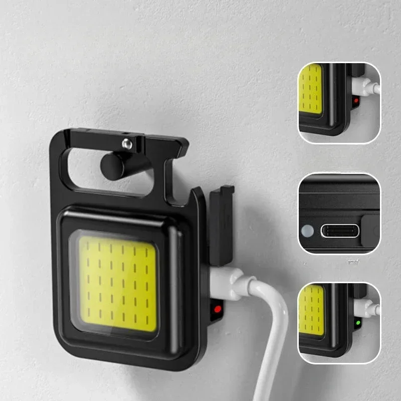 Minillavero Cob con luz Led, linterna portátil para trabajo de bolsillo, sacacorchos para acampar al aire libre, lámparas multifuncionales, 3 modos