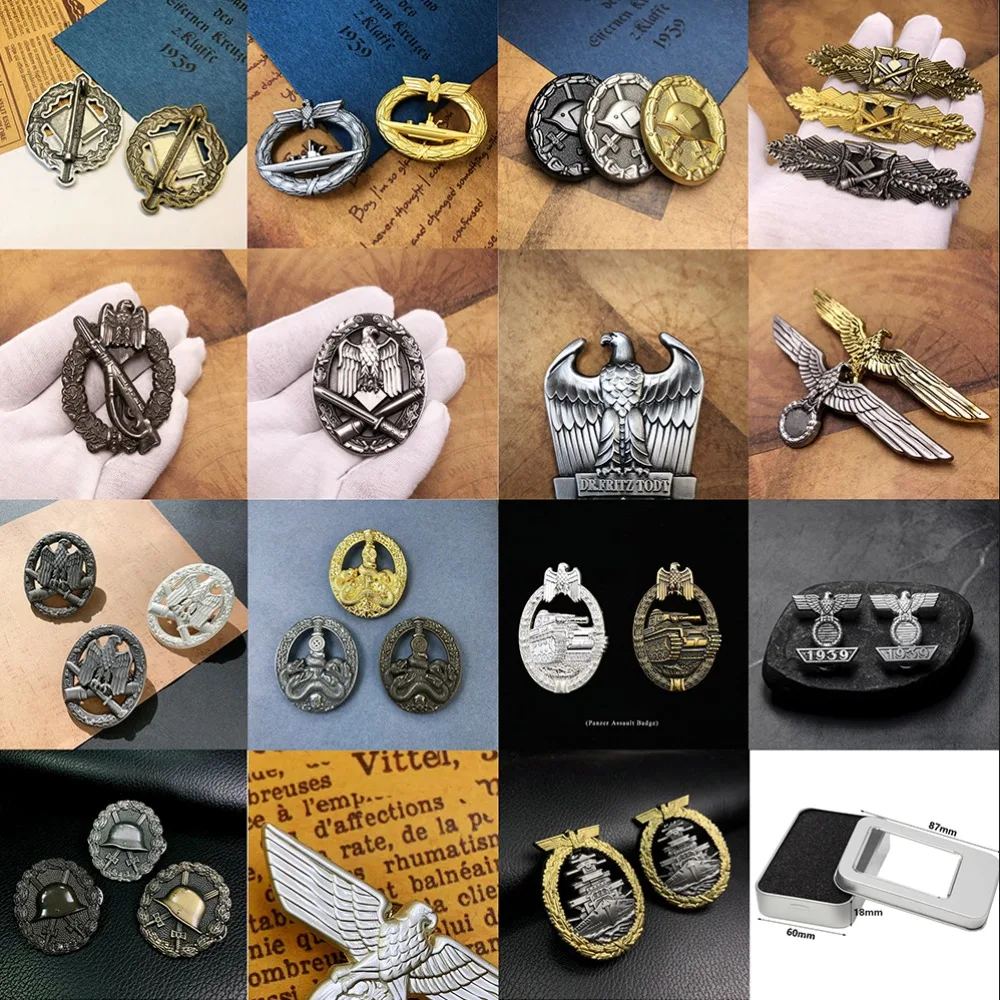 الحرب العالمية الثانية الحرب الألمانية الجرح ميدالية البحرية U-قارب شارة خزان الاعتداء ألمانيا ميداليات الديكور الحرف دبابيس