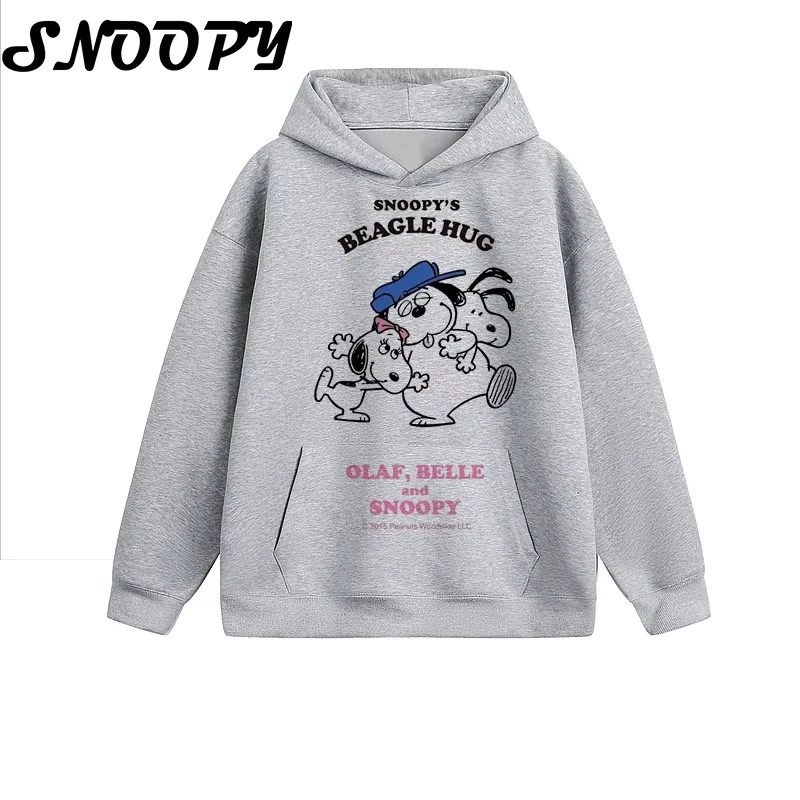 الفول السوداني سنوبي بيغل عناق مطبوعة هوديي الخريف الشتاء عادية فضفاض مقنعين البلوز للرجال والنساء Harajuku زوجين #3