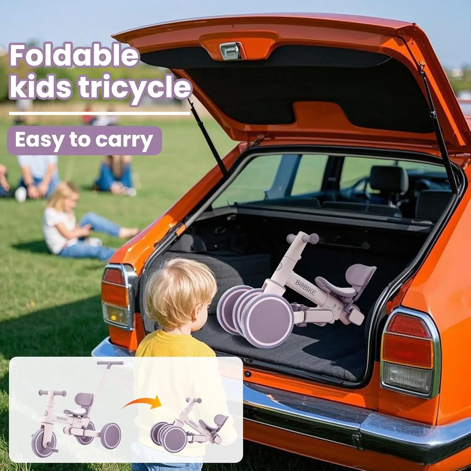 푸시 핸들 및 등받이가 있는 어린이 삼륜차, 유아 균형, 18 개월 ~ 5 세 유아용 5 인 1 삼륜차