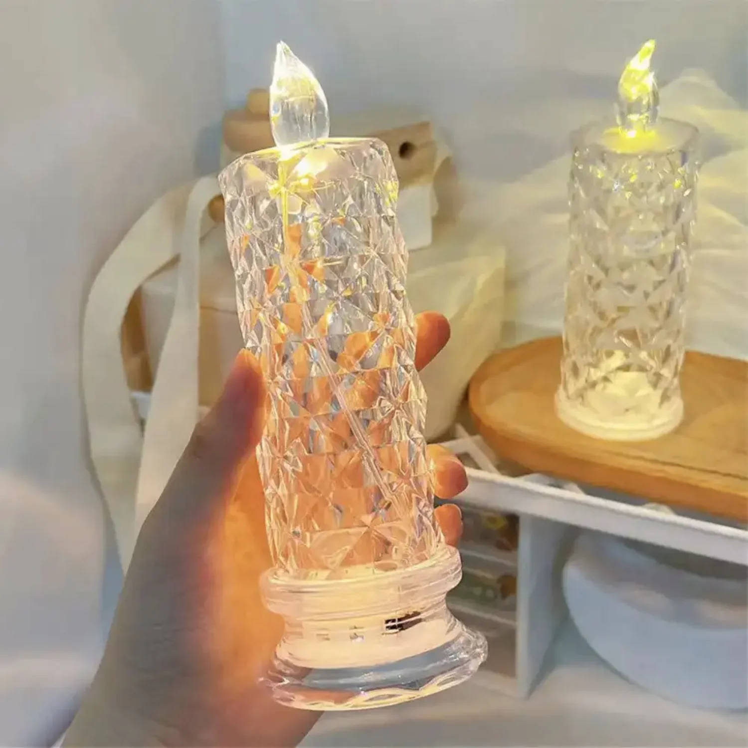 

Crystal Table Lamp Rose Projection Light Romantic Atmosphere Light Night Light Bedroom Party Christmas Decor