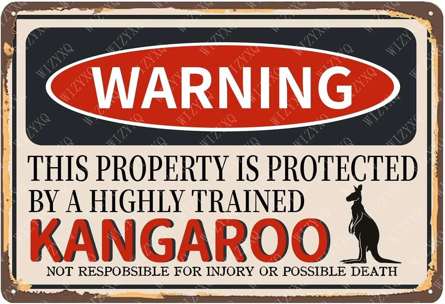 Metal Signs Warning This Property Is Protected By A Highly Trained Kangaroo Sign Vintage Aluminum Tin Sign for Home Living Room