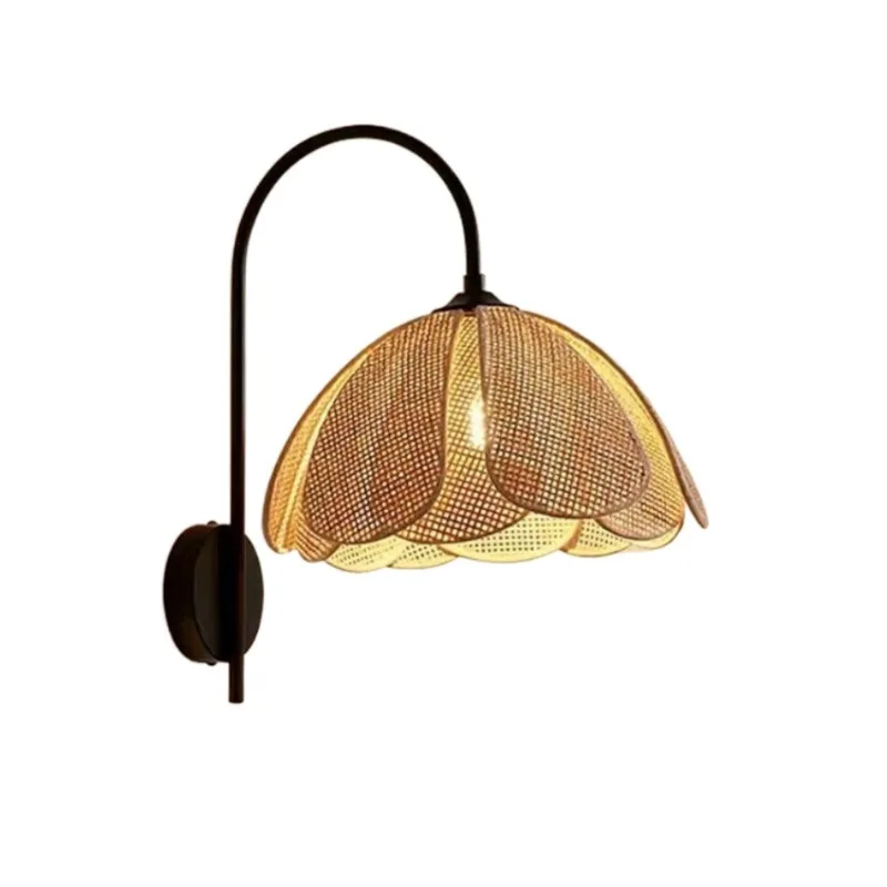 

Wabi sandy wind rattan petals wicker wall lamp bedroom living room art simple and elegant compound