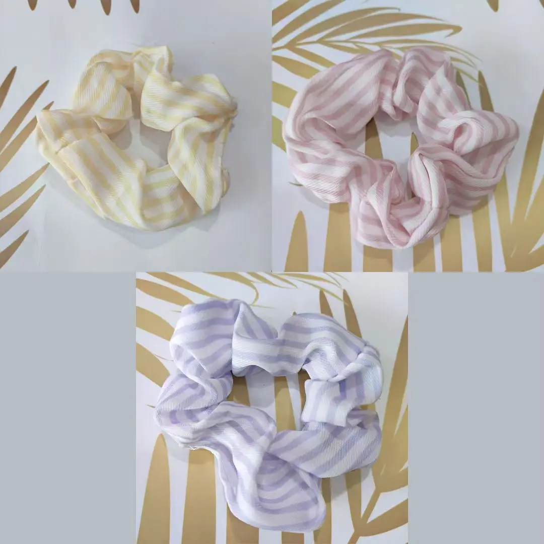 

Simple Striped Large Intestine Hair Circle For Women French Fabric Hair Circle For Fresh And Casual Girl Tied Hair Accessories