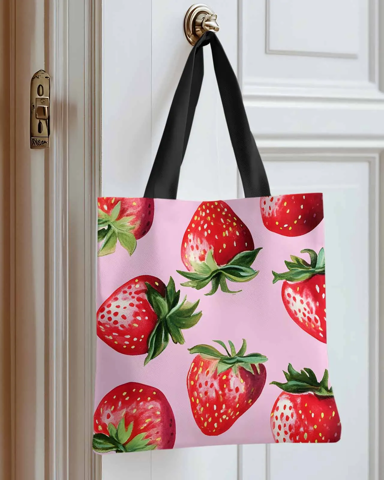 

Modern Fruit Strawberry Canvas Bag Handbag Oxford Cloth Eco Shopping Storage Bag for Home Use
