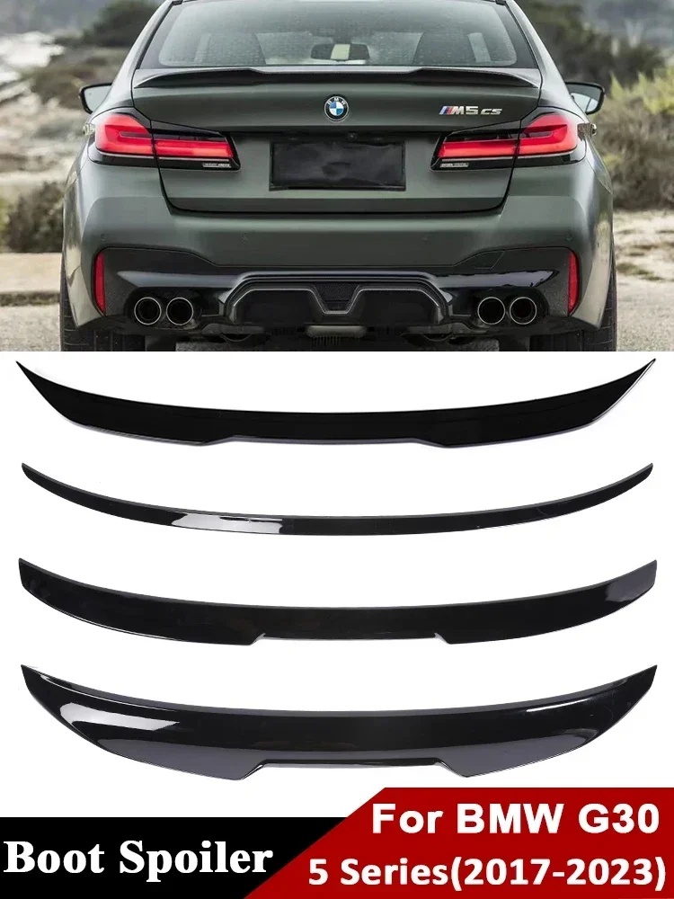 

For BMW 5 Series G30 Gloss Black Rear Bumper Trunk Lip M5 Roof Wing PSM M4 CS Style Boot Spoiler 2017-2022 Carbon Fiber Look