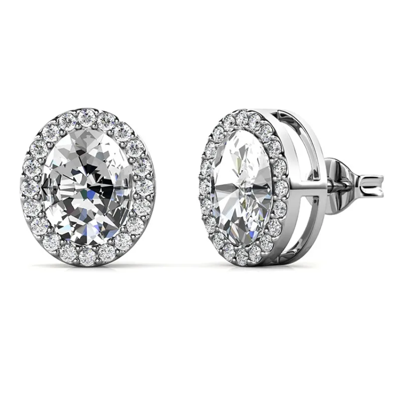 Daisini серьги-гвоздики овальной формы из стерлингового серебра 925 пробы с кристаллами Сваровски для женщин и мужчин, ювелирные изделия из стразов в стиле хип-хоп