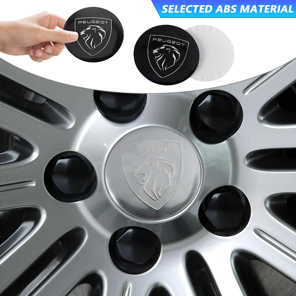 4PCS 56/60/65mmWheel Centre Hub Caps Sticker Car Tire Hubcap Decor Decal For Peugeot 106 206 301 307 308 3008 207 208 Rifter RCZ