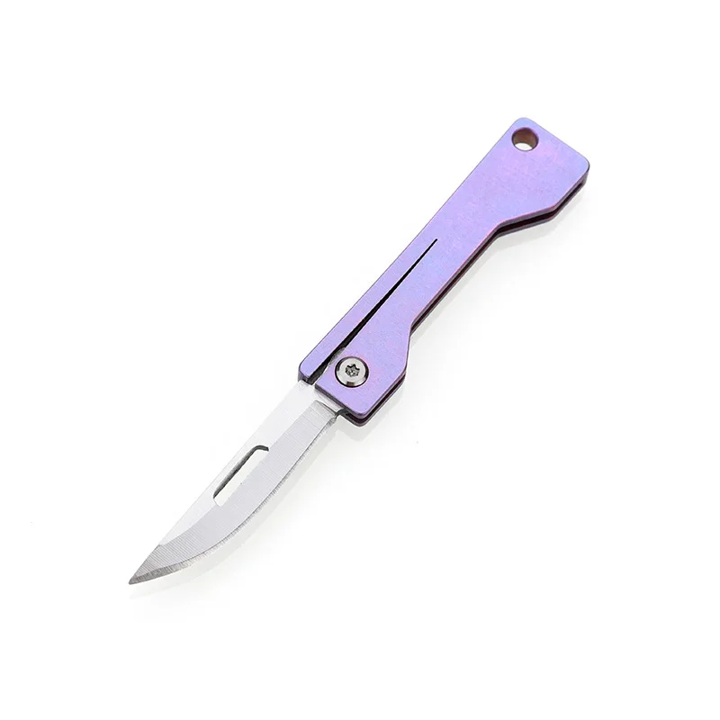 Titanium Alloy Colorful Folding Knife Women Girlfriend Gift Self Defence Keychain Pocket Knife EDC Tools Unboxing Cutter