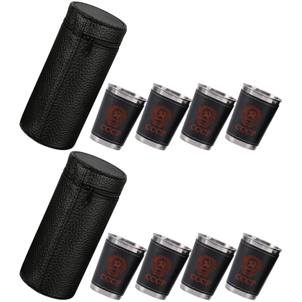 

2 Sets Stainless Steel Liquor Cups Case for Camping Steel Cup For Picnic Travel Picnic Party Portable Stackable Safe Smooth