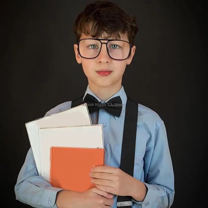 Bookish Role Play Outfit Includes Men Brace Bowtie and Eyeglasses Bookish Costume Halloween Cosplay Accessories
