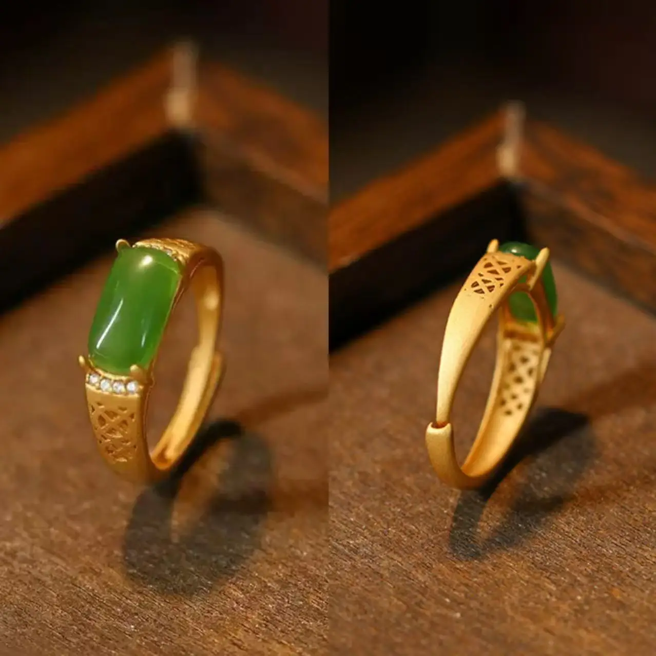 العرقية الصينية مطلية بالذهب خواتم للنساء البطانة اليشم الزركون الساطع تألق مجوهرات فاخرة مثمنة نجمة على شكل هدايا محظوظة #5