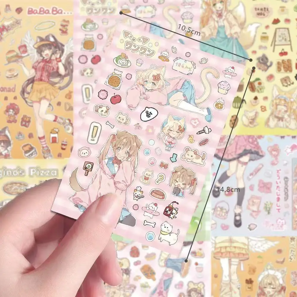 8PC Mix Guka Girl's Ever-changing Daily Film-cutting Stickers Energetic Sports Girl Collage Material Pack Waterproof Stickers