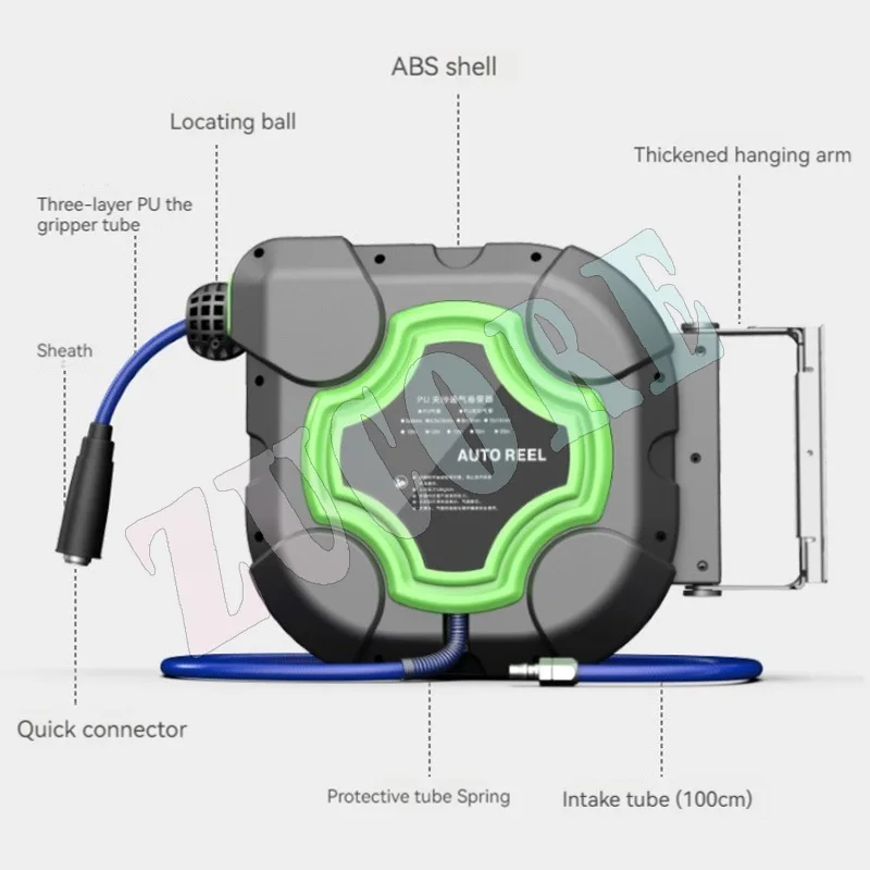 Air Drum Automatic Telescopic Hose Double Shaft 10/15/20M PU Yarn Clip Hose Pneumatic Repair, Beauty Tools
