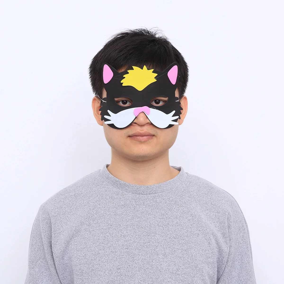 Mascarilla de animales para niños, diseños de dibujos animados para fiesta de cumpleaños, disfraz de gato negro, Panda, Tigre, elefante, cebra, 5 uds.