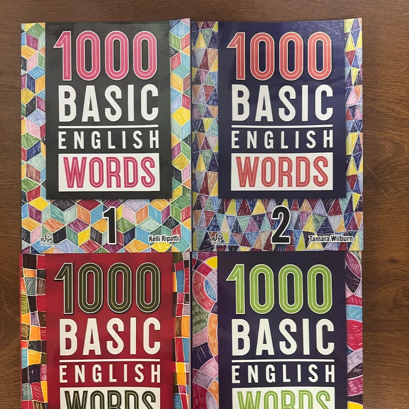 4 Books/Set 1000 Basic English Words Level 1-4 Kids English Vocabulary Textbook ESL Learning Book for Primary Students