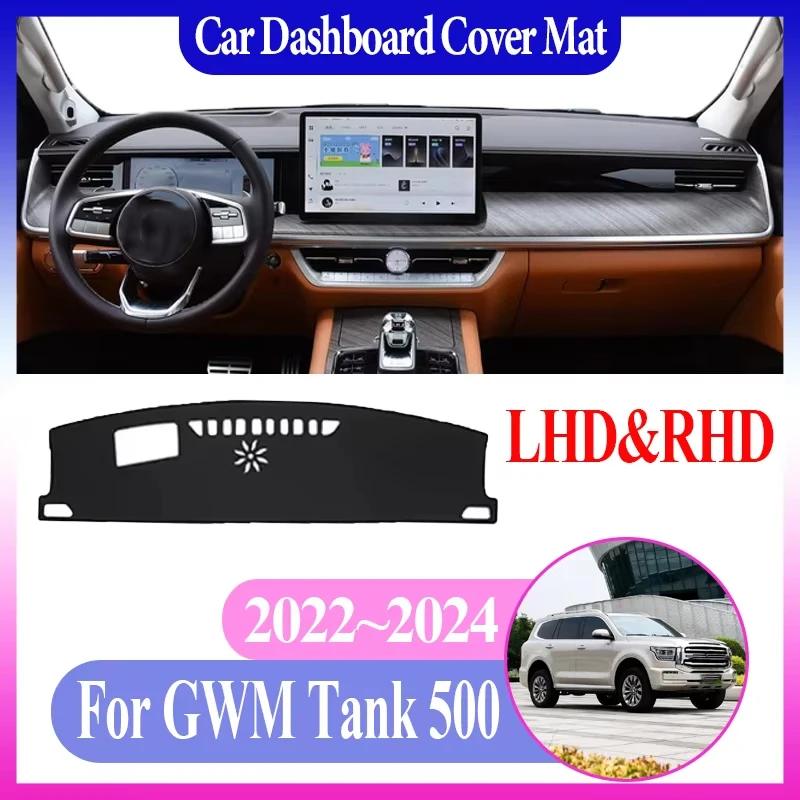 Car Dashboard Dashmat For GWM Tank 500 Great Wall 2022-2024 Anti-Slip Anti-Sun Center Console Dash Avoid Light Mat Auto Interior