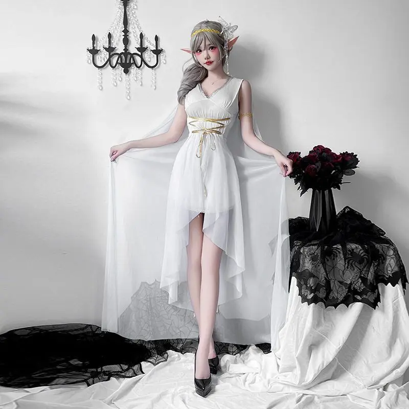 

Medieval Godd loween Costume Elf Dr Queen Athena Performance Clothing Women's Traditional Chinese Ethnic Stage Wear