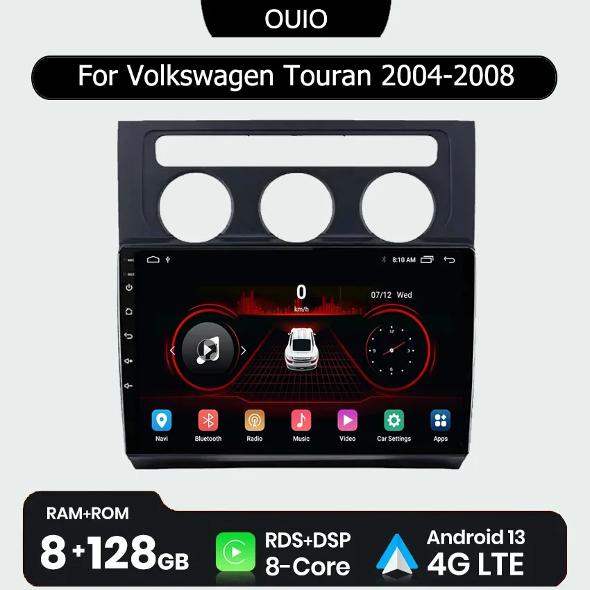 

Android 13 radio For Volkswagen Touran 1 2003 2004 2005 -2010 Car stereo Multimedia Player Carplay Auto GPS navigation 2DIN DSP