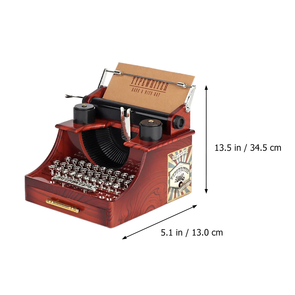 

1Pcs Typewriter Shaped Retro Music Box Creative Desktop Adornment Play Pleasant Melody Gift Musical Box Educational Music Toy