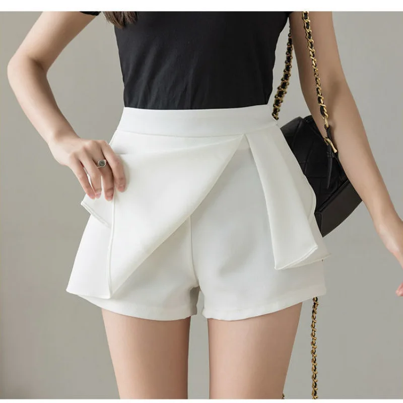 

Autumn irregular women's shorts high waist a line slit korean shorts skirts 2022 new asymmetric pleated shorts spodenki damskie