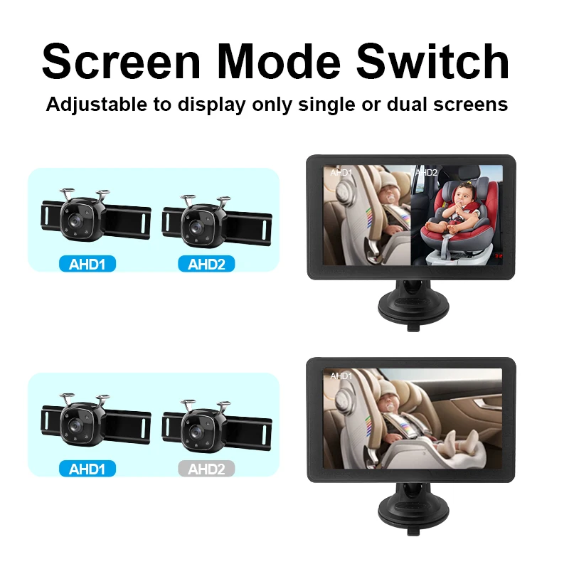 Baby Car Camera for Backseat  7 Inch Baby Monitor 2CH  with Astronaut-shaped Camera Dual Channel Night Vision Camera for Kid
