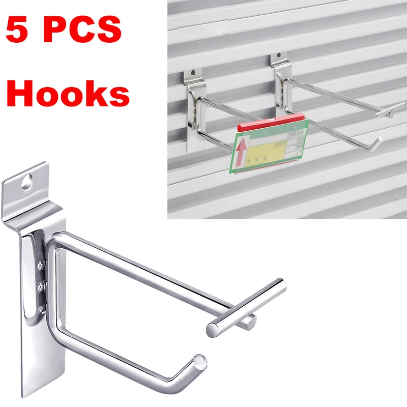 5 PCS Slatwall Hooks Display Hook 4/6/8/10Inch Slatwall Accessories Slat Wall Hanging Tool Hanger Display Hooks For Retail Store